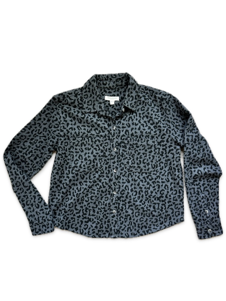 Beachlunchlounge Grey Leopard Print Button-Down Shirt